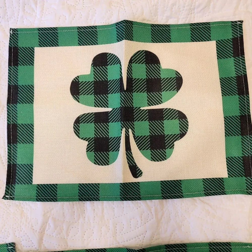 SharkBliss 4 PK St Patty's Day Decor Burlap Fabric Placemats